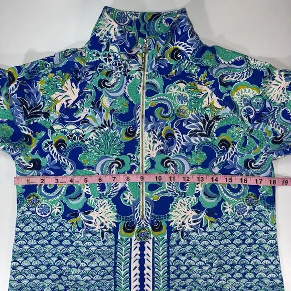 Lilly Pulitzer UPF 50+ Skipper Blue Grotto Sirens & Spirits Popover Women Medium - Picture 5 of 6